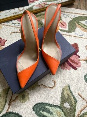 Orange Slingback Pointed-Toe Pumps - Le Silla